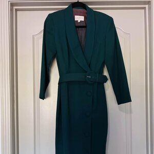 Vintage Emerald Green Belted Wrap Pencil Dress | Size 6
